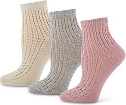 Rumi Openwork Quarter Socks, Pack of 3