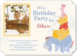 Kids Birthday Invitations: Disney Winnie The Pooh Birthday Birthday Invitation, White, 5X7, Pearl Shimmer Cardstock, Ticket