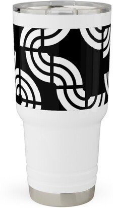 Travel Mugs: Beethoven - Black And White Travel Tumbler, 30Oz, Black