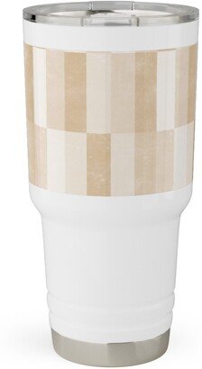 Travel Mugs: Cosmo Tile - Golden Travel Tumbler, 30Oz, Beige