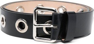 Eyelets Embellished Buckle Belt