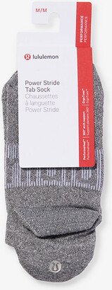 ululemon Womens Heathered Graphite Grey Power Stride Tab Brand-print Stretch-knit Socks