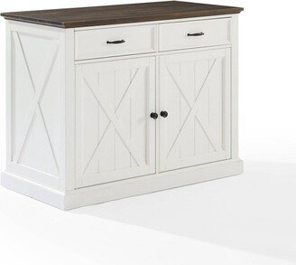 Clifton Kitchen Island Distressed White/Brown