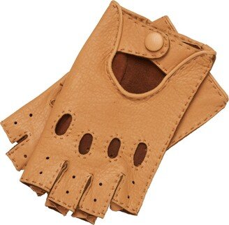 1861 Glove Manufactory Rome Spring - Men's Deerskin Fingerless Driving Gloves In Natural