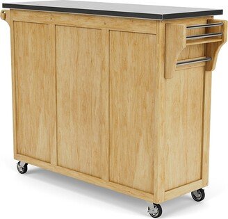 Copper Grove Puff Island Natural Finish Black Granite Top Kitchen Cart