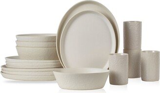 Stone by Mercer Project Katachi Stoneware 16-Piece Dinnerware Set, Ivory