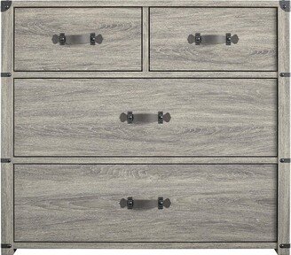 Nova 4 Drawer Storage Dresser with Leather Drawer Pulls, Gray Oak