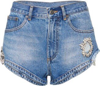 Embellished denim hot shorts