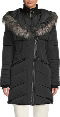 Faux Fur-Trim Hooded Parka-AA