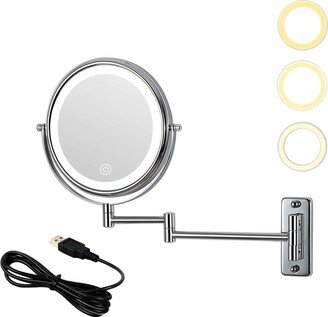 Adair 15 Wall Mounted LED Lighted Makeup Mirror 10X Chrome