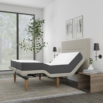 Onetan, 9-Inch Tight Top Hybrid Mattress and Adjustable Bed Base with headboard, Wireless remote,Zero Gravity , Beige