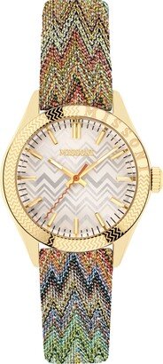 Women's Swiss Classic Multicolor Zigzag Fabric Strap Watch 34mm