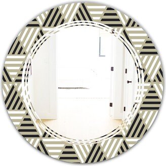 Designart 'Triangular Retro Design VIII' Printed Modern Round or Oval Wall Mirror - Triple C