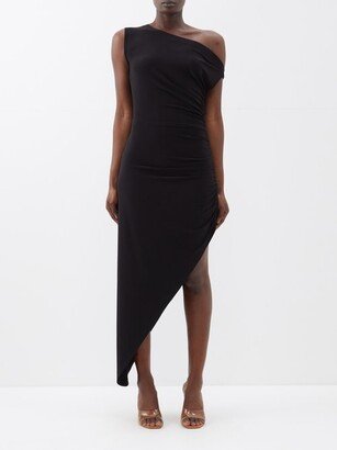 Asymmetric Jersey Midi Dress