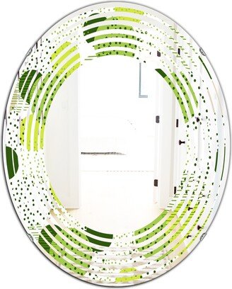 Designart 'Circular Abstract Retro Geometric X' Printed Modern Round or Oval Wall Mirror - Wave