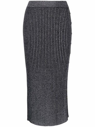 Ribbed Knitted Maxi Skirt-AB