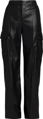 Faux Leather Cargo Pants-AA