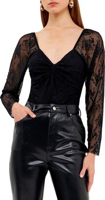 Long Sleeve Floral Lace Bodysuit