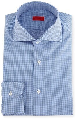 Slim-Fit Gingham Check Dress Shirt, Blue