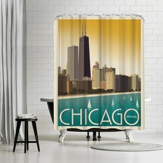 71 x 74 Shower Curtain, Chicago Modern Skyline by Anderson Design Group