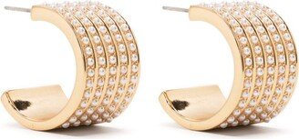 Pearl-Embellished Hoop Earrings