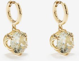 Crown Prasiolite & 18kt Gold Earrings