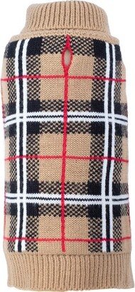 The Worthy Dog Plaid Turtleneck Pullover Sweater - Tan - S