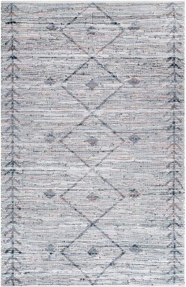 Jasonna Leather Global Flatweave Area Rug, , Gray