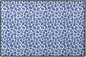 Door Mats: Leopard Print - Blue And White Door Mat, Blue