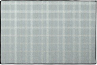 Door Mats: Lined Linens - Quad Plaid - Ivory, Blue Door Mat, Blue