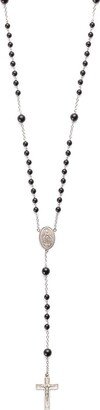 18kt White Gold Crucifix Rosary Bead Necklace