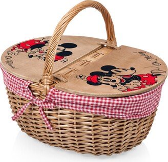 Disney Mickey Minnie Mouse Country Picnic Basket - Red, White Gingham