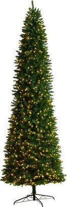 11’ Slim Green Mountain Pine Prelit LED Artificial Christmas Tree