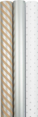 Jam Paper Assorted Gift Wrap 535 Square Feet Premium Holiday Wrapping Paper Rolls, Pack of 3