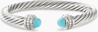 Cable Classics Bracelet in Sterling Silver with Turquoise and Pav