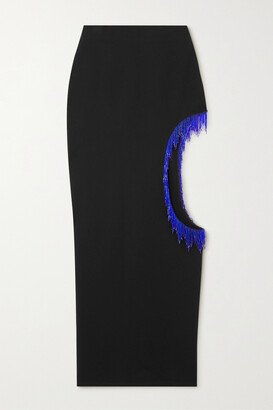 Scarlett Bead-embellished Cutout Jersey Maxi Skirt - Black