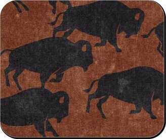 Mouse Pads: Bison Stampede - Inkwell On Brandywine Mouse Pad, Rectangle Ornament, Brown