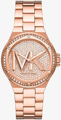 Lennox Pavé Logo Rose Gold-Tone Watch