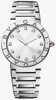 Unisex Stainless Steel Stainless Steel 103696 Stainless-steel and Diamond Quartz Watch