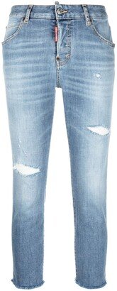 Distressed-Effect Cropped Jeans-AF