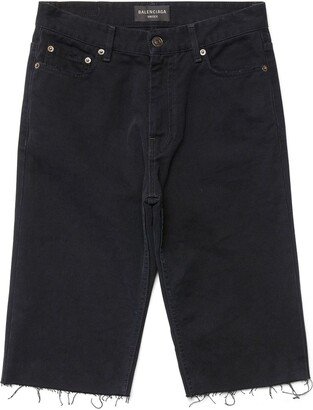 Raw-Hem Denim Shorts-AB