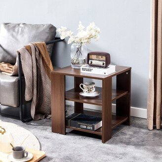 WANSE Simple design Square side table,3-tier end wood table,easy assembly