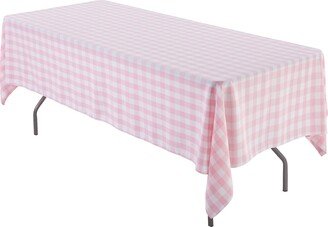 60 X 144 Pink & White Gingham Rectangular Tablecloth Polyester | Checkered Banquet