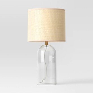 Glass Table Lamp with Open Base and Natural Shade (Light Bulbs Not Included