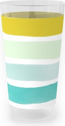 Outdoor Pint Glasses: Imperfect Watercolor Stripes Outdoor Pint Glass, Multicolor