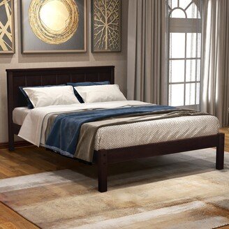 TOSWIN Twin Size Platform Bed with Headboard, Wood Bed Frame, No Box Spring Needed