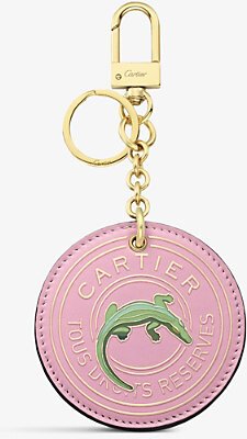 Womens Pink Characters Leather Medallion Keyring