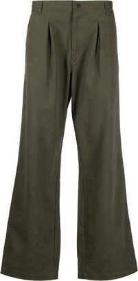 Pleat-Detailing Cotton Wide-Leg Trousers-AA