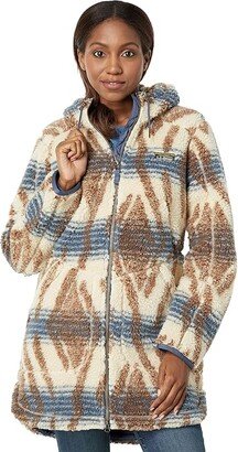 Mountain Pile Fleece Coat Stripe (Rustic Brown Ombre) Women's Clothing