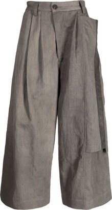 Detachable-Panel Wide-Leg Trousers